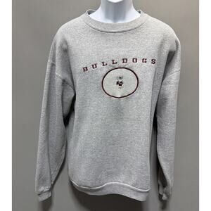 Vintage Bulldogs Crewneck Sweatshirt Mens L Gray Spike Sports Embroidered 1990’s